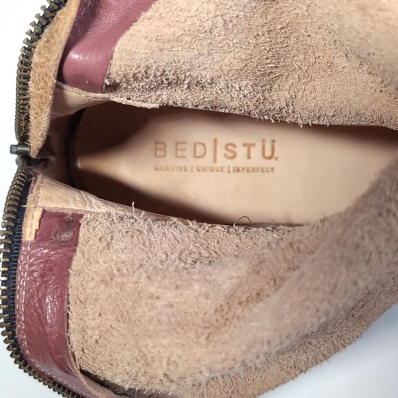 Bed Stu Moto Boots 9 Ashwell Dark Scarlett Brown Rustic Leather Boots - Picture 9 of 11